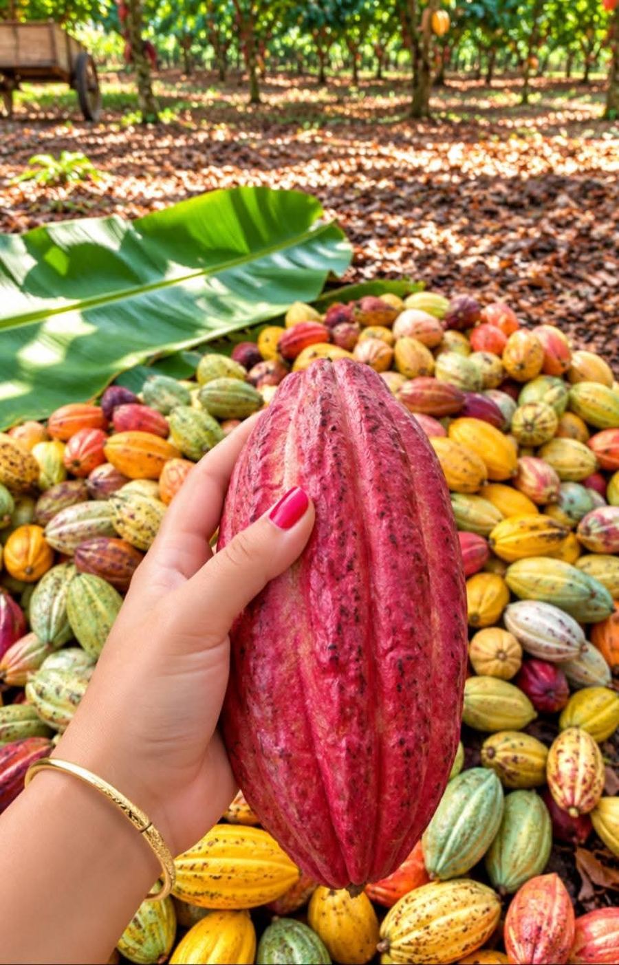Cabosse de cacao fraîchement récoltée